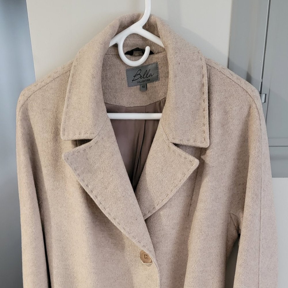Long wool blend trench beige coat